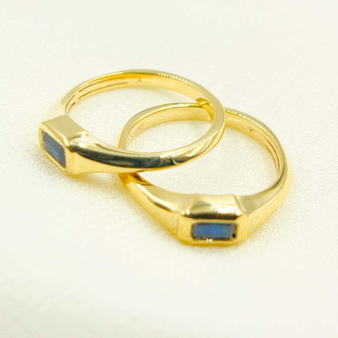 14K Solid Gold Blue Sapphire Ring. REF11478BS