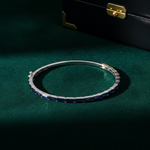 Load image into Gallery viewer, BNZ68665. 14K Solid White Gold Bangle with Blue Sapphire Baguette Stones
