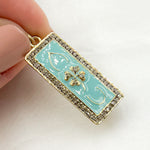 Load image into Gallery viewer, DP656A. Diamond Sterling Silver Rectangle Enamel Pendant
