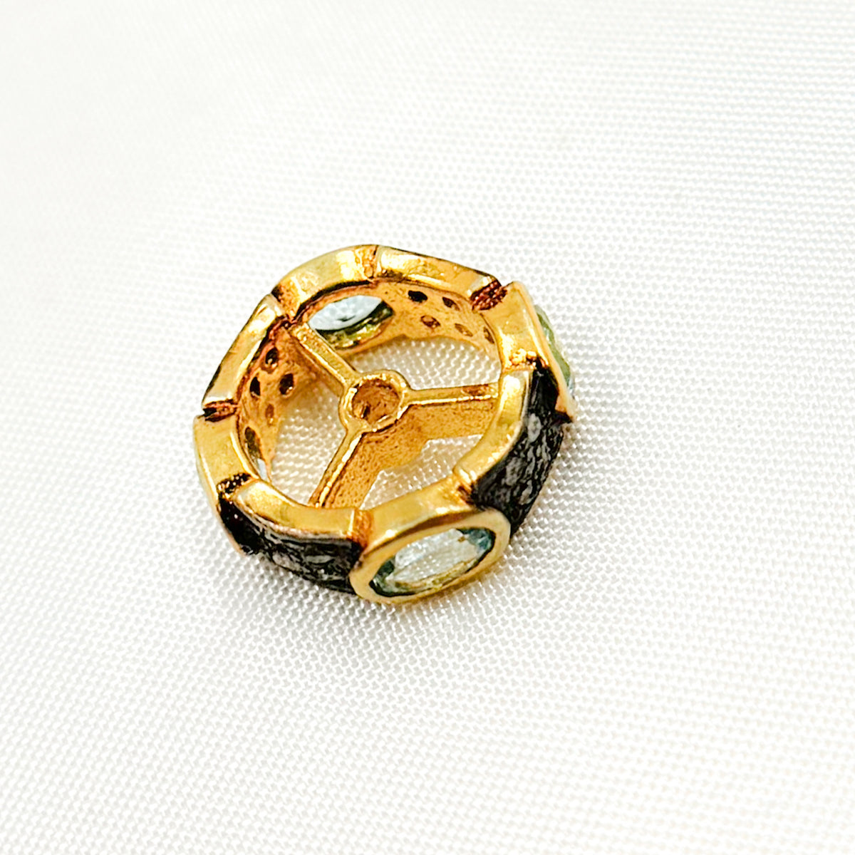 Diamond Sterling Silver Spacer Bead with Gemstone