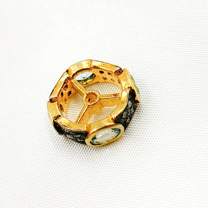 Diamond Sterling Silver Spacer Bead with Gemstone