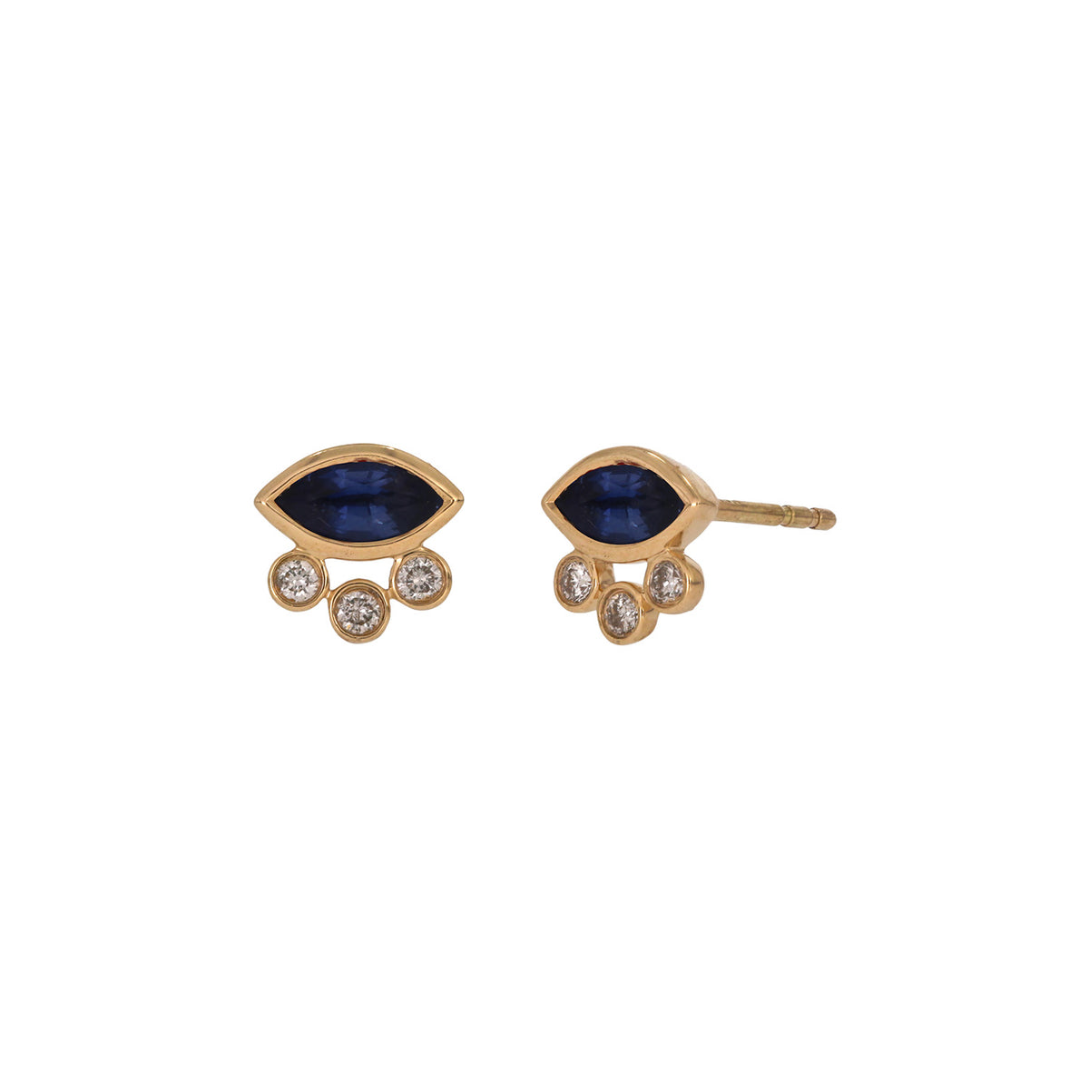 EFB52986. 14K Solid Gold Diamond and Gemstone Fancy Stud Earrings
