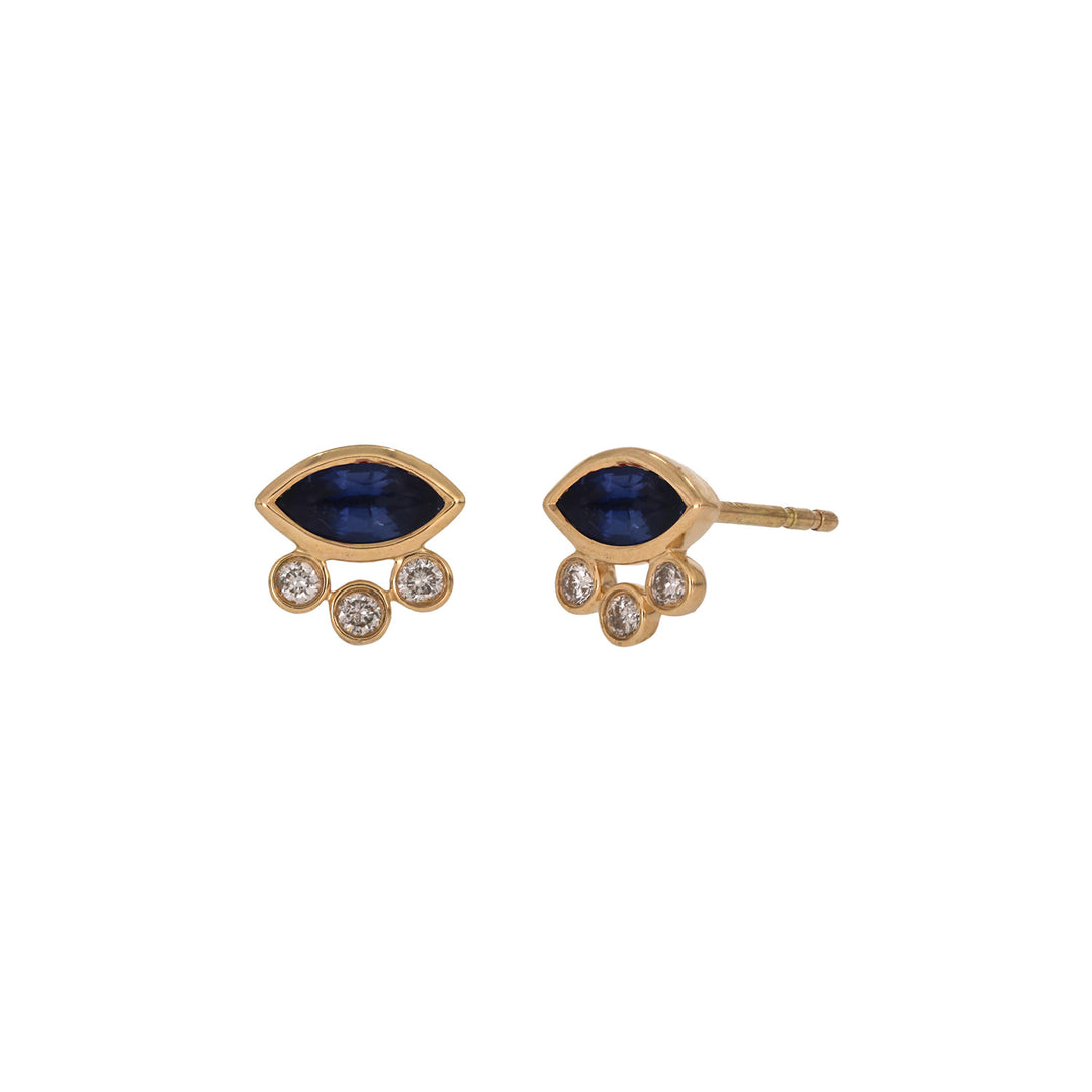 EFB52986. 14K Solid Gold Diamond and Gemstone Fancy Stud Earrings