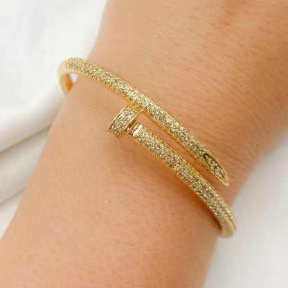 CGDP56. 14K Solid Gold Diamond Bangle