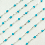 Load image into Gallery viewer, V203TURSS. Sterling Silver Turquoise Color Enamel Chain
