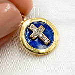 Load image into Gallery viewer, DC028A. Diamond Sterling Silver Round Cross Enamel Charm
