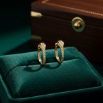 Load image into Gallery viewer, HP404198. 14k Solid Gold Diamond and Gemstone Snake Hoop Earrings