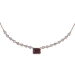 Load image into Gallery viewer, CN97270RU7X5. 14K Solid Gold Diamond &amp; Ruby Petite Rectangle Necklace