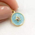 Load image into Gallery viewer, DC135A. Diamond Sterling Silver Round Star Enamel Charm
