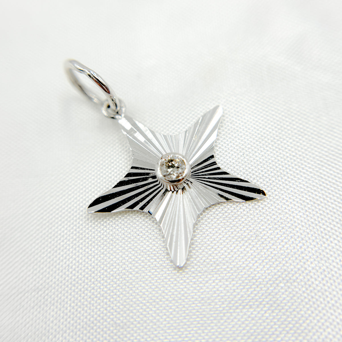 Buy 14K Solid White Gold Diamond Star