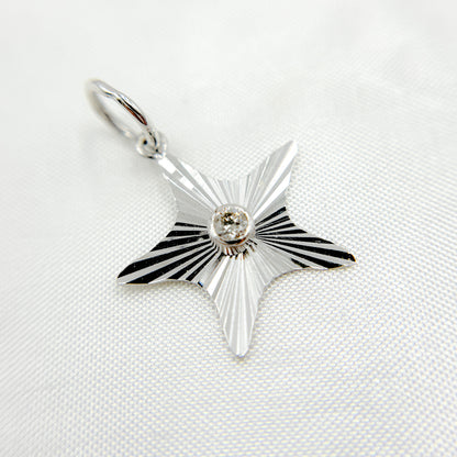 Buy 14K Solid White Gold Diamond Star