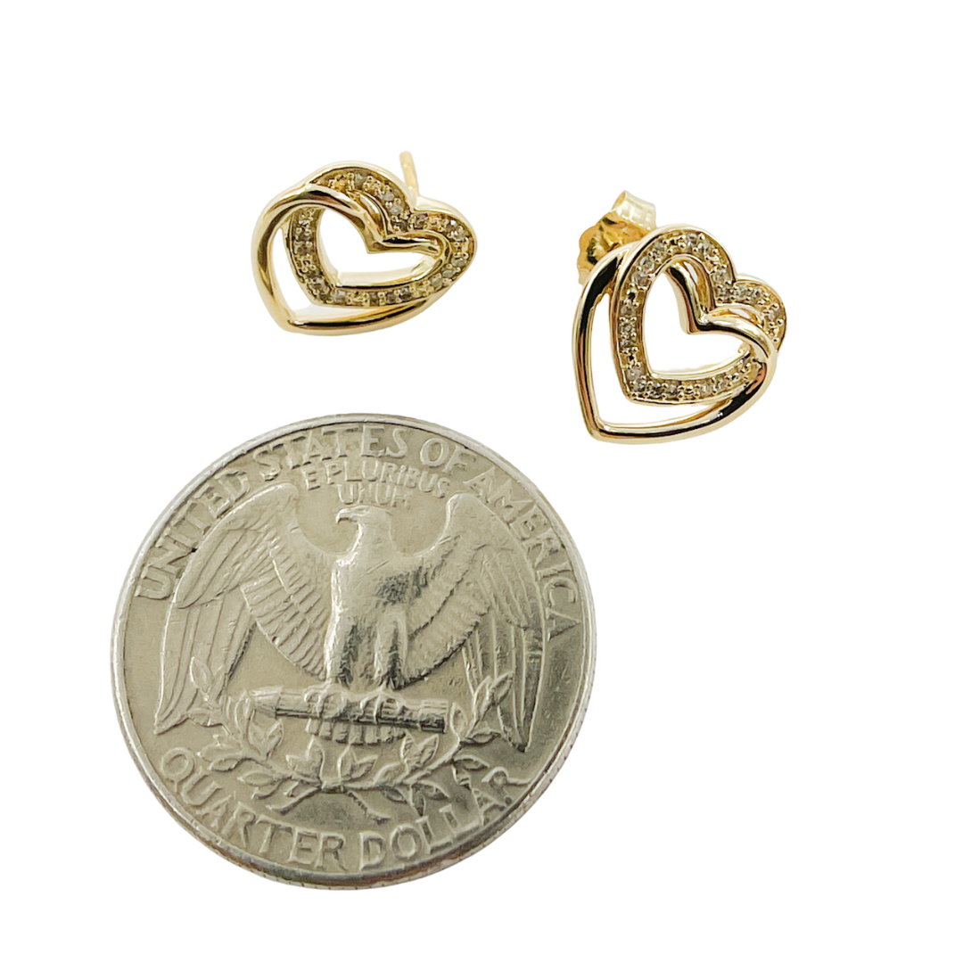 14K Solid Gold Heart Earrings. EFB51036