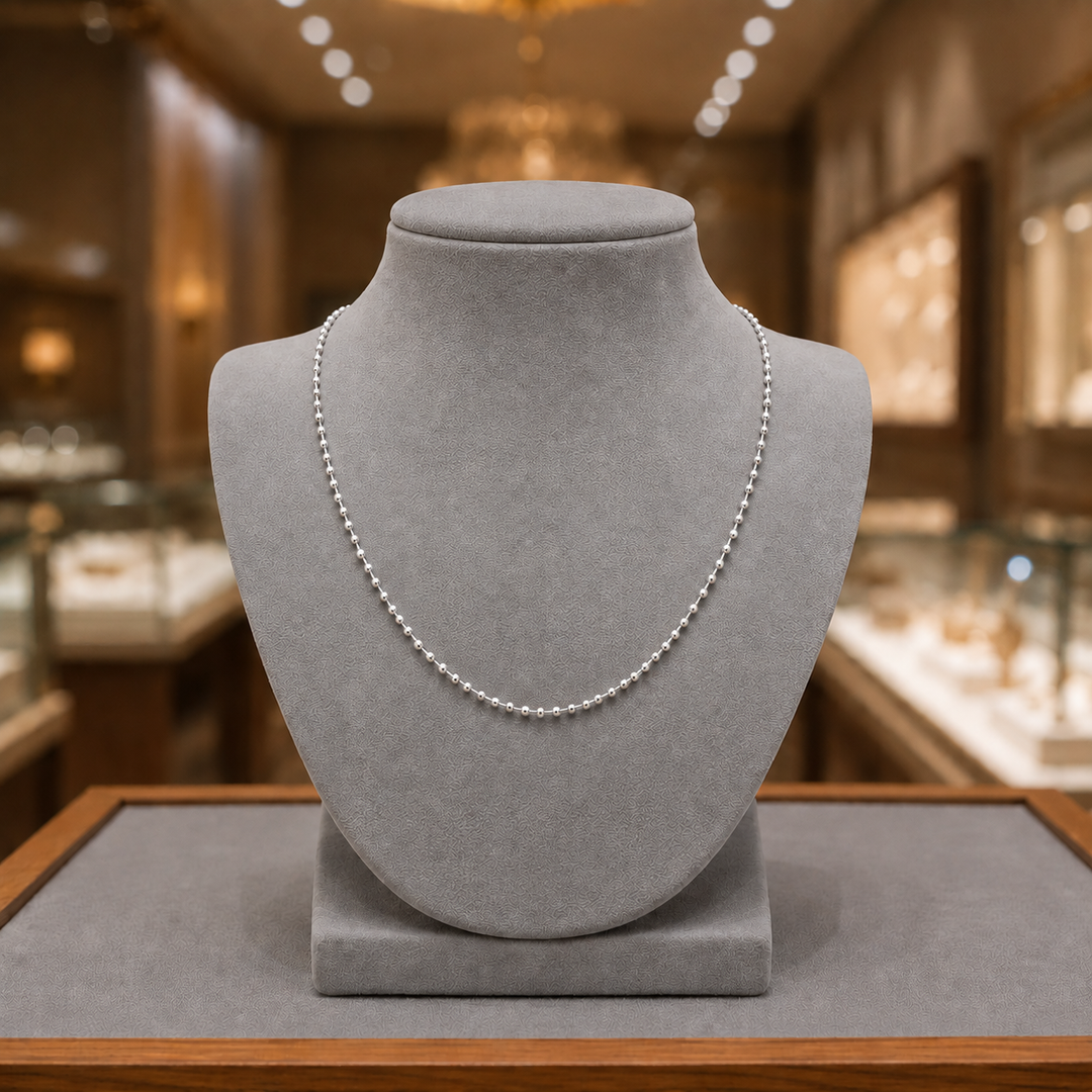 150CPBBWG. 14K Solid White Gold Bead Chain