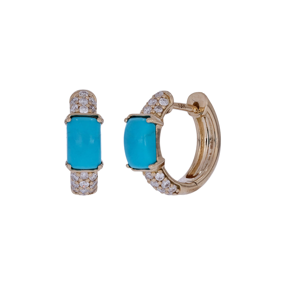 CE97350TQ6X4. 18K Solid Gold Diamond and Turquoise Earrings