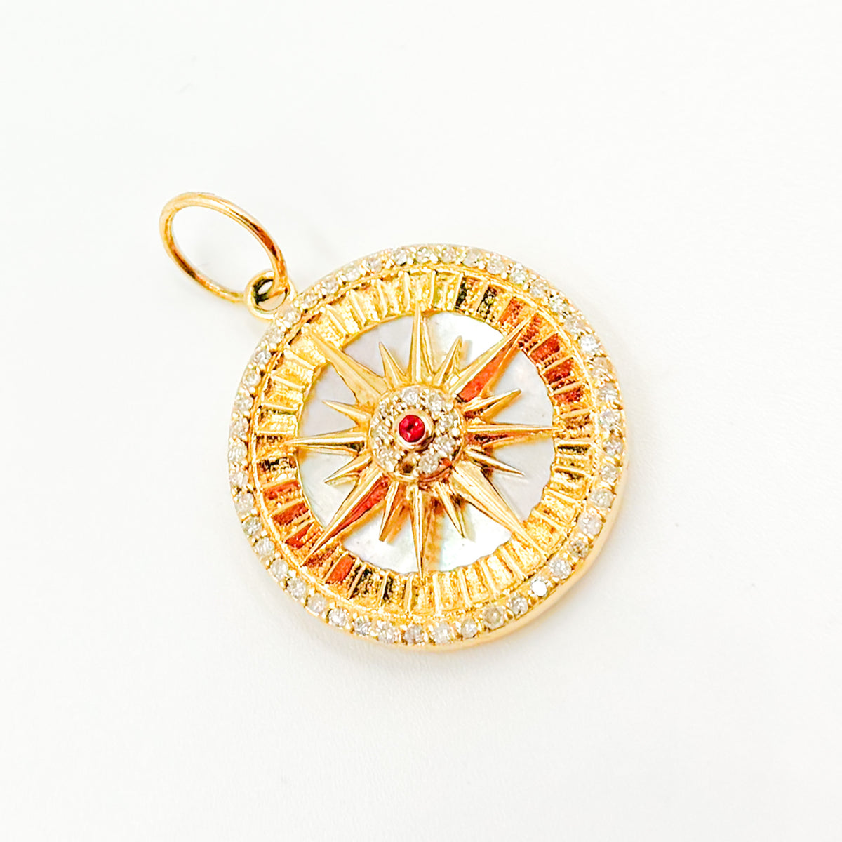 GDP579. 14K Solid Gold Compass Pendant