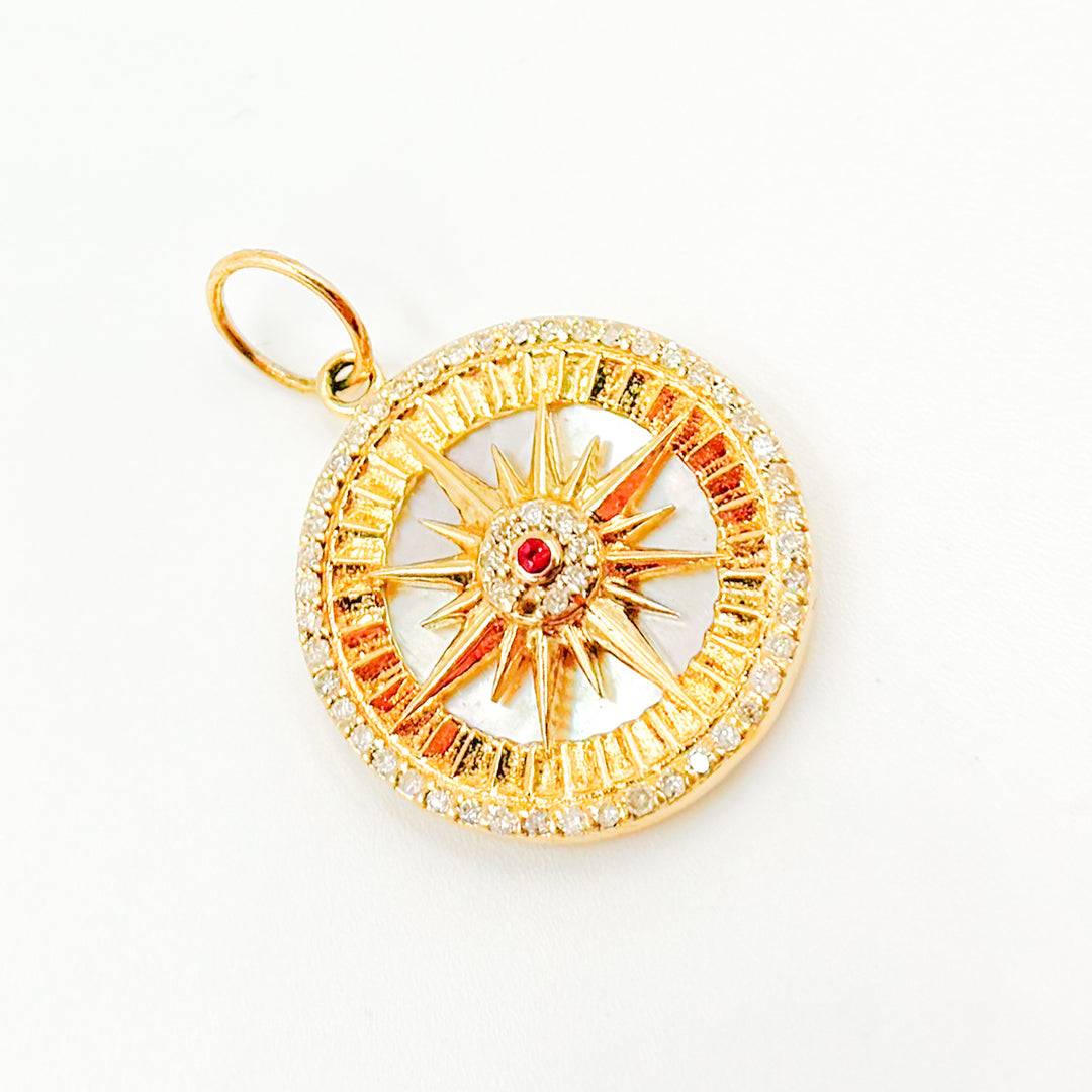 GDP579. 14K Solid Gold Compass Pendant