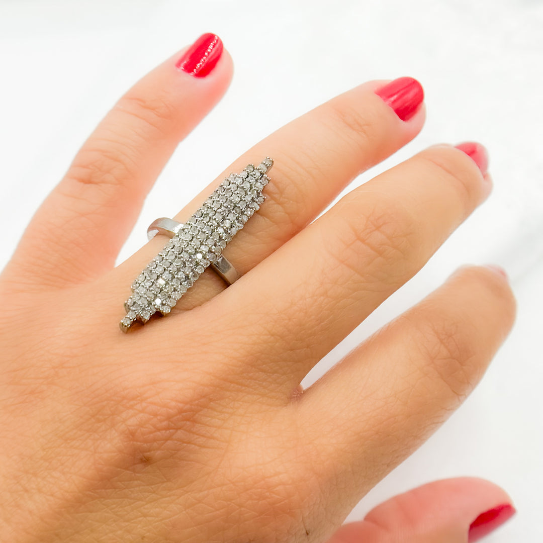 DR07. Diamond Sterling Silver Statement Ring