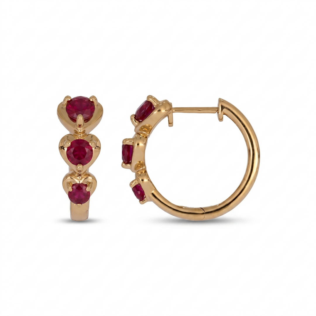 EHZ57588. 14K Solid Gold Fancy Gemstone Hoops