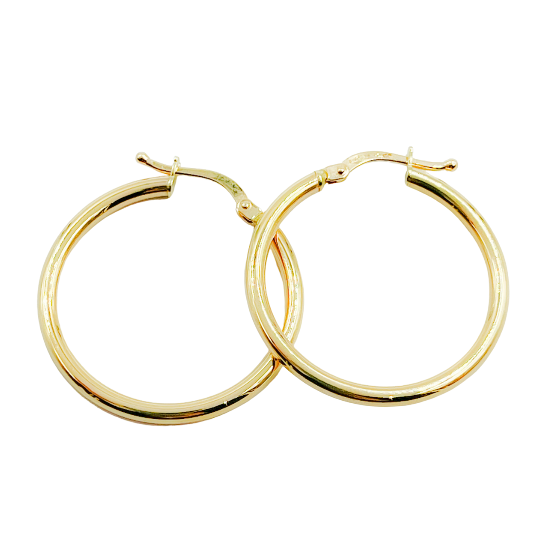 GER81. 14K Solid Gold Hoop Earrings