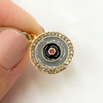 Load image into Gallery viewer, DC233A. Diamond Sterling Silver Round Enamel Charm with Gemstone
