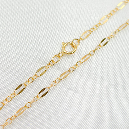 14K Gold-Filled Flat Marina and Cable Links Necklace.