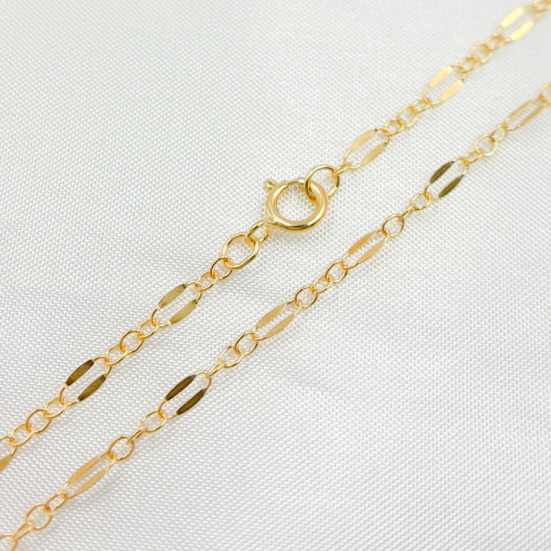 1175GF. 14K Gold-Filled Flat Marina and Cable Links Necklace.