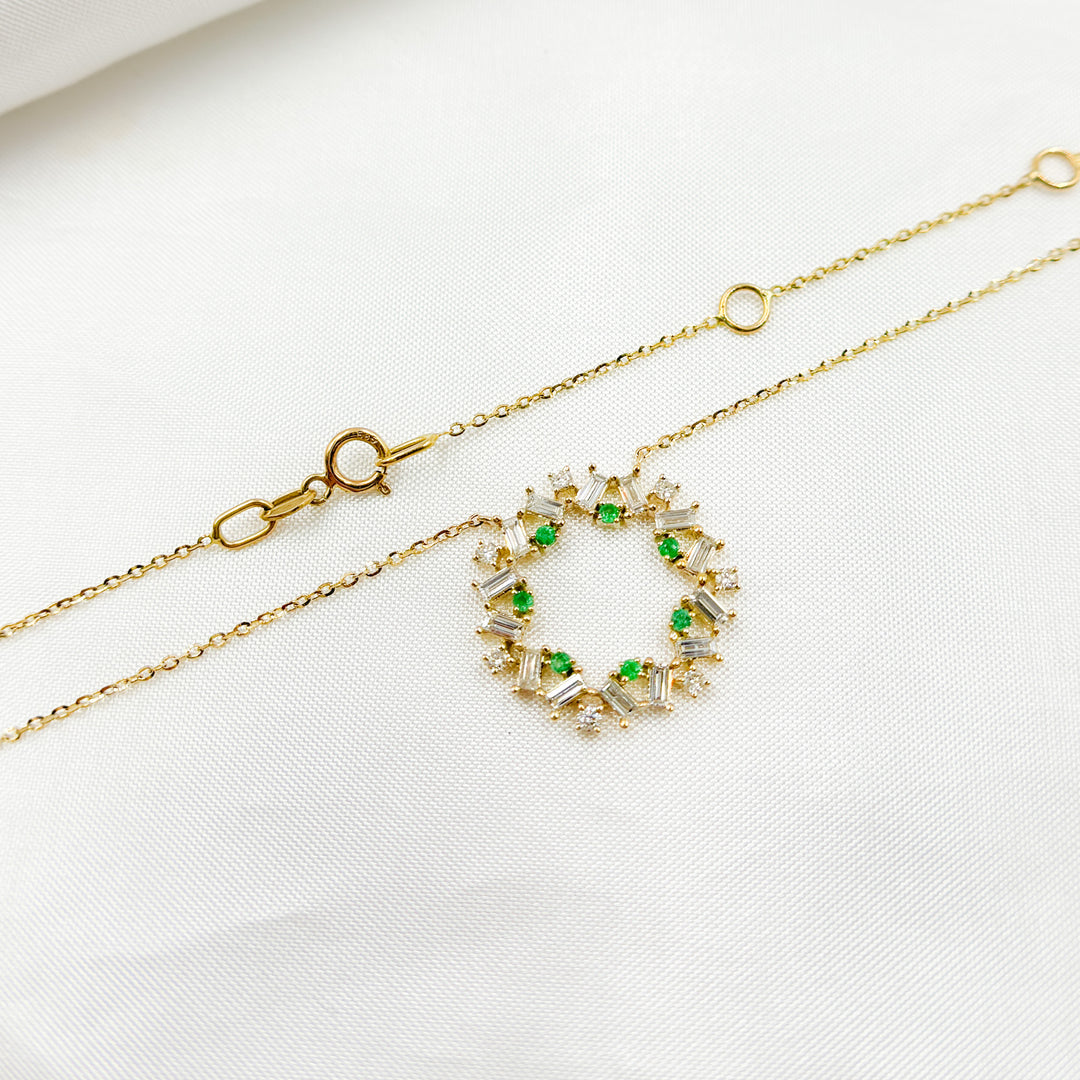 14K Solid Gold Diamond and Gemstone Necklace. NT402348