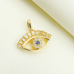 Load image into Gallery viewer, 14K Gold Diamonds &amp; Blue Sapphire Evil Eye Pendant. PFE32149BS
