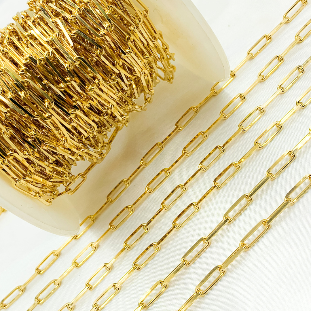 Gold Plated 925 Sterling Silver Diamond Cut Paperclip Chain. Z1GP