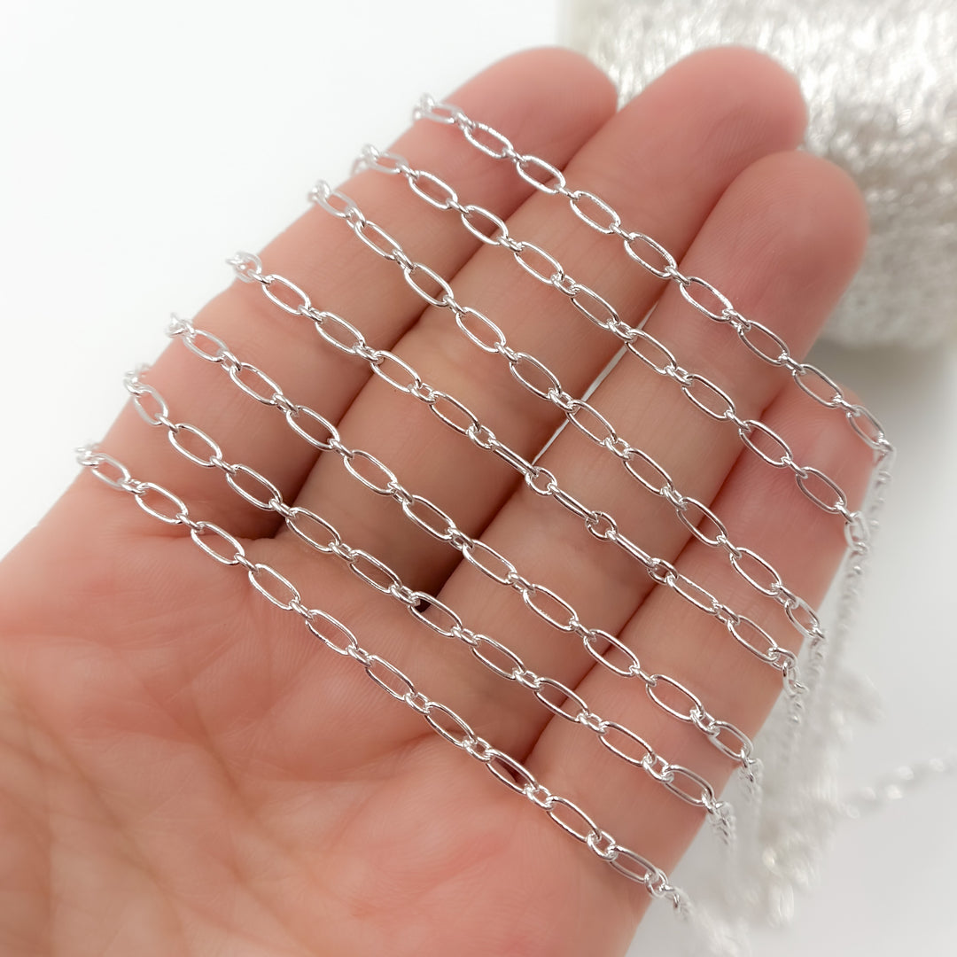 Y134SS.  Sterling Silver Smooth Long and Short Link Chain