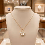 Load image into Gallery viewer, PFC32904PL. 14K Solid Gold Diamond Mother of Pearl Flower Necklace