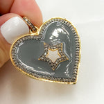 Load image into Gallery viewer, DP504A. Diamond Sterling Silver Heart and Star Enamel Pendant
