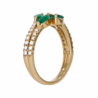 14K Solid Gold Diamond and Gemstone Ring