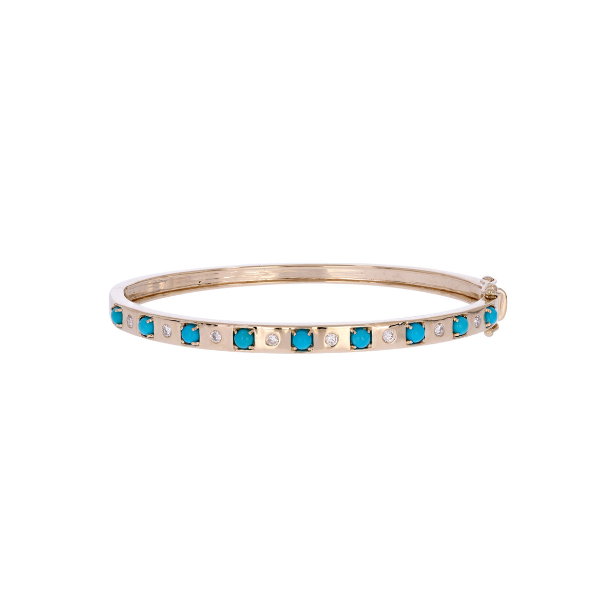 BNE68710. 14K Solid Gold Diamond & Gemstone Bangle