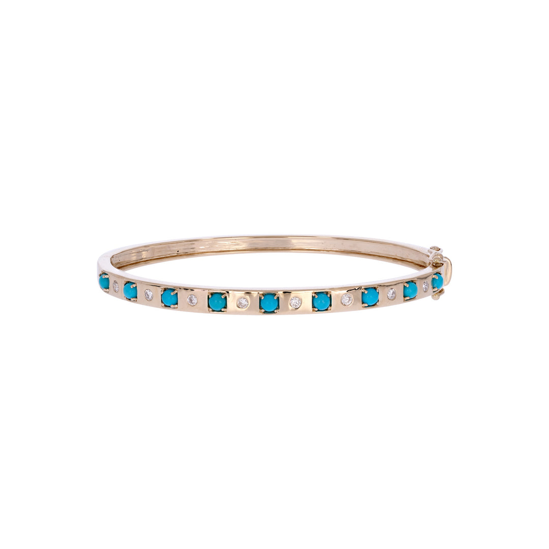 BNE68710. 14K Solid Gold Diamond & Gemstone Bangle