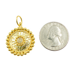 Load image into Gallery viewer, 14K Solid Gold with Diamonds Circle Charm. KG23
