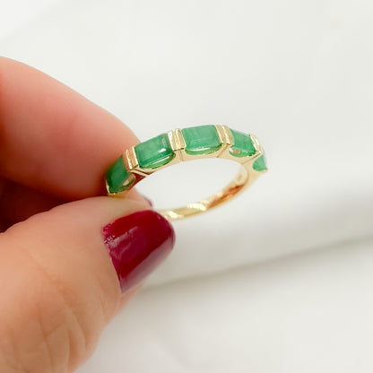 14K Solid Yellow Gold Emerald Baguette Ring
