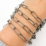 Load image into Gallery viewer, V84OX. Oxidized Sterling Silver Smooth Paperclip Chain
