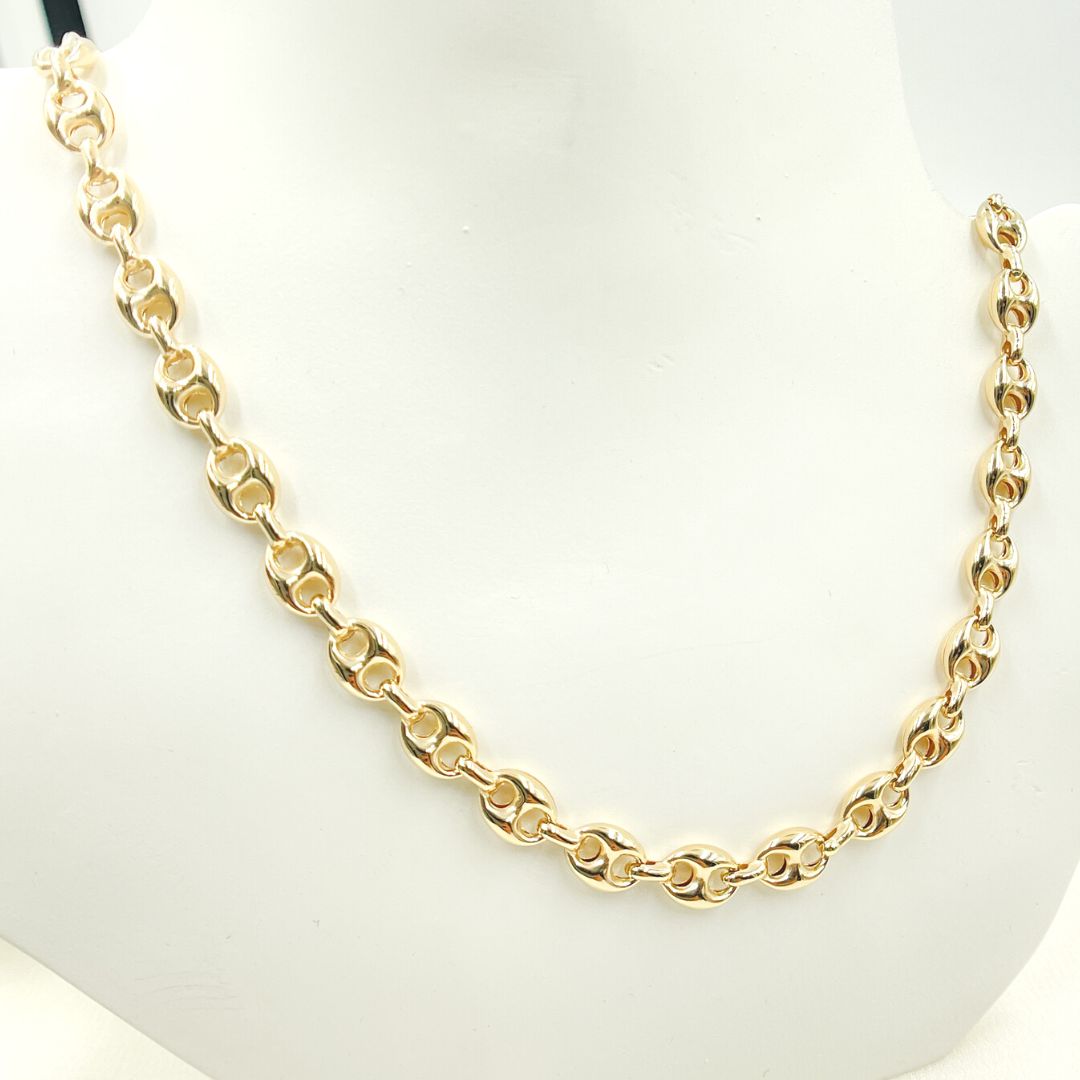 14K Solid Yellow Gold Marina Style Link Chain