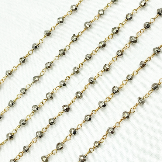 Steel Pyrite Gold Plated 925 Sterling Silver Wire Chain. SPY12