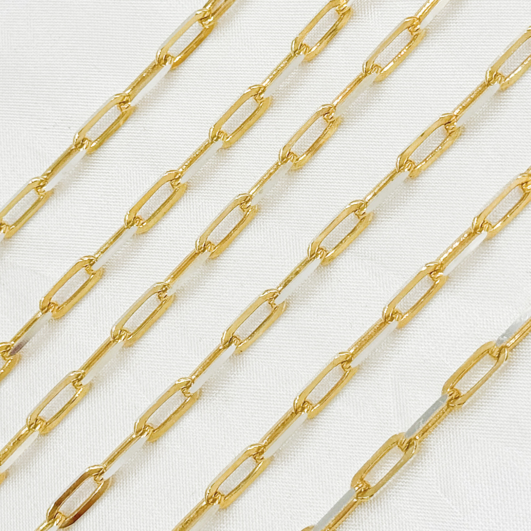 Gold Plated 925 Sterling Silver Diamond Cut Paperclip Chain. Z56GS