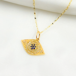 Load image into Gallery viewer, 14K Gold Evil Eye Shape Charm with Diamonds and Gemstones. GDP55
