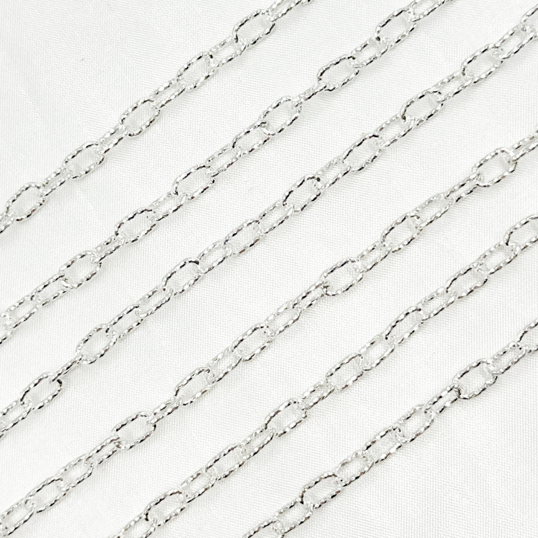 925 Sterling Silver Diamond Cut Cable Link Chain. V151DCSS