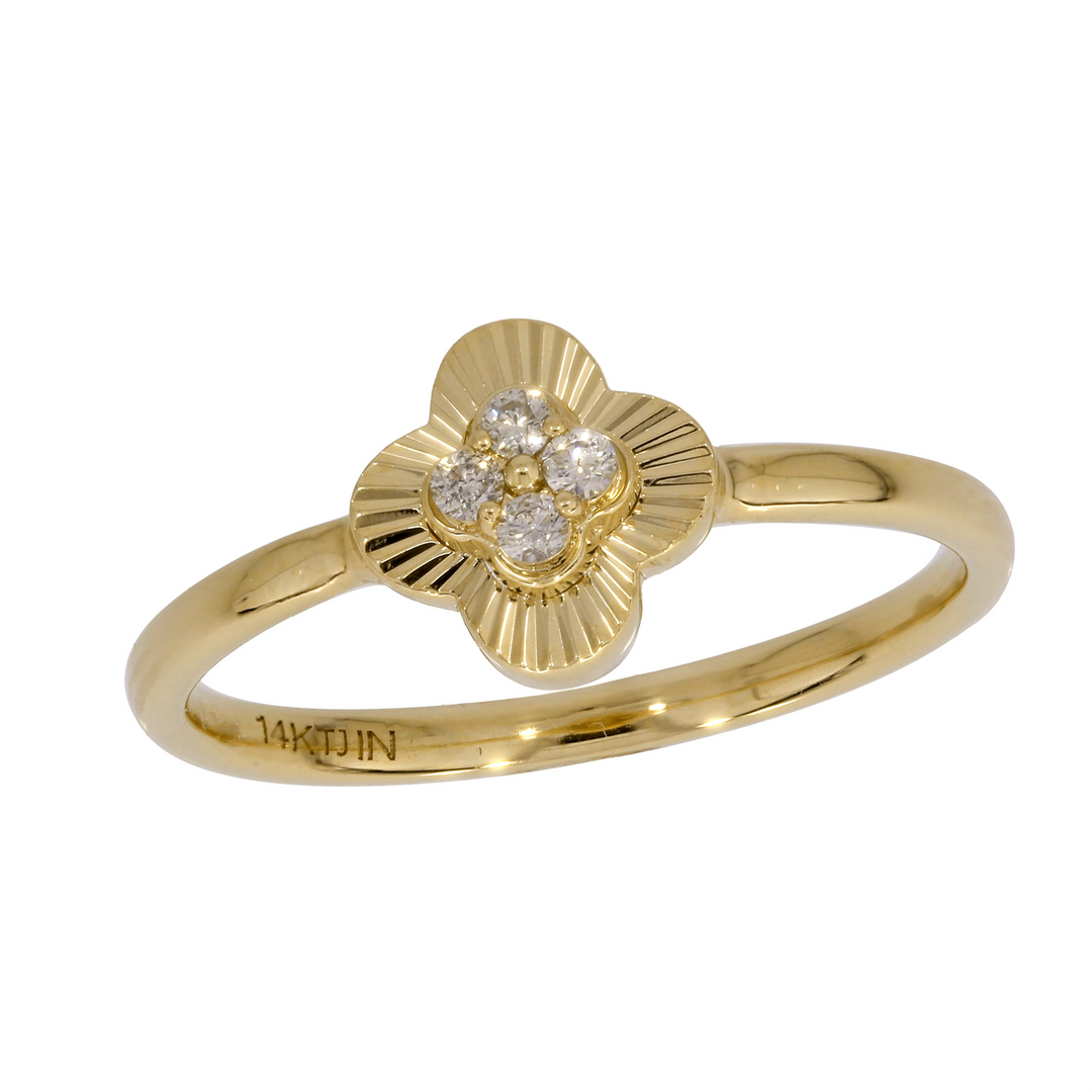 RFA18836. 14K Solid Gold Diamond Flower Ring