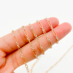 Load image into Gallery viewer, XM/1931K/SP. 14K Gold Filled and Sterling Silver Knurled Link Chain – Long &amp; Short Pattern