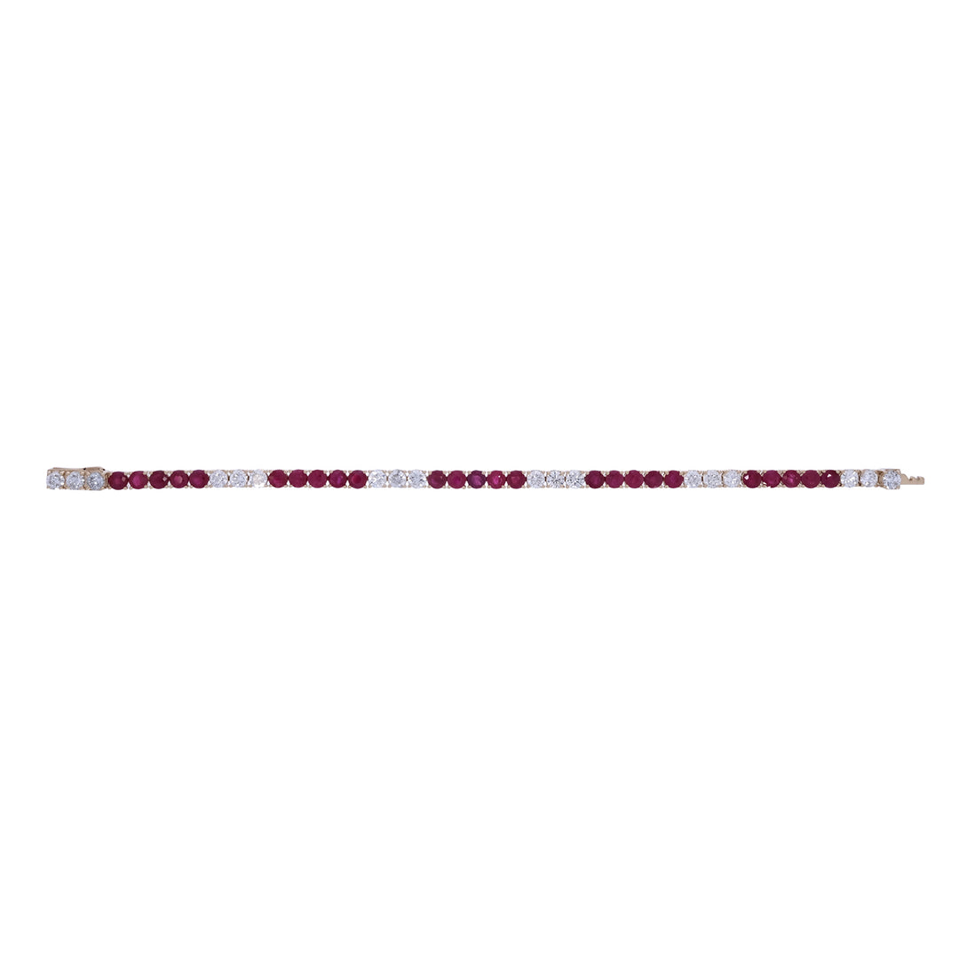 CB97388-3.5. 14k Solid Gold Diamond and Gemstone Tennis Bracelet