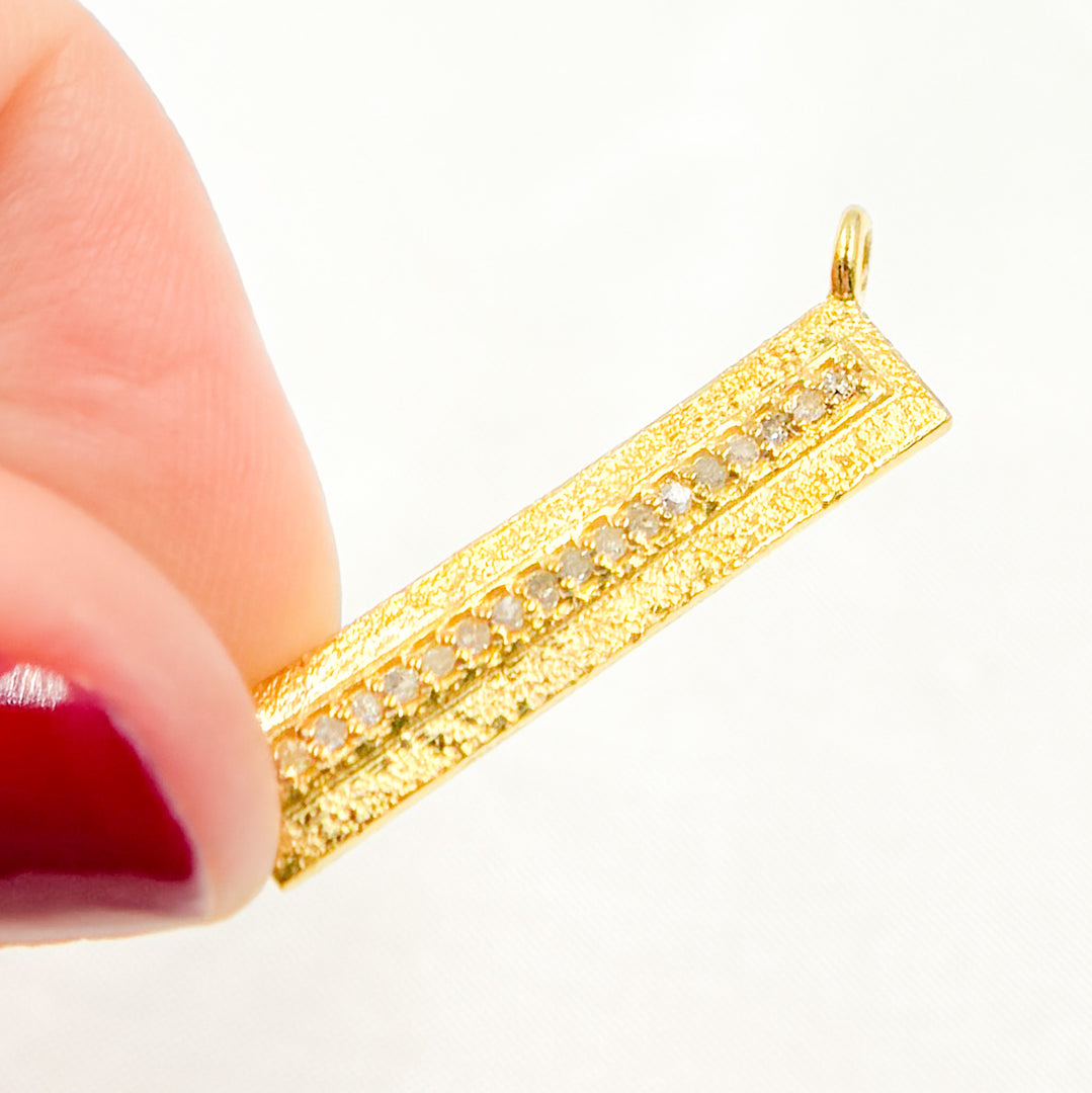 DC222. Diamond Sterling Silver Rectangle Pendant