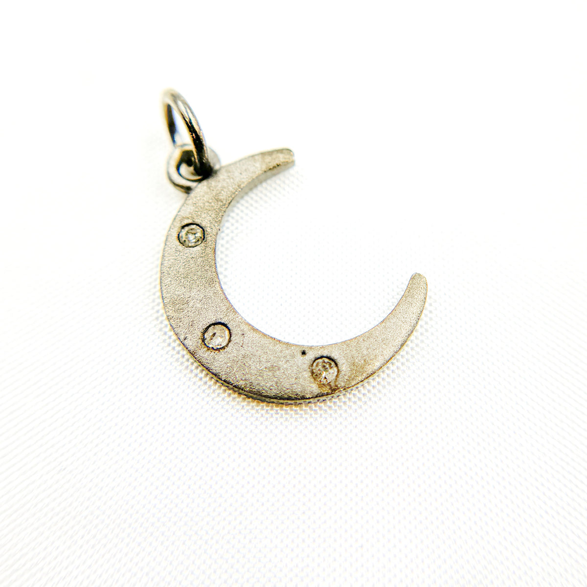 Diamond Sterling Silver Moon Pendant