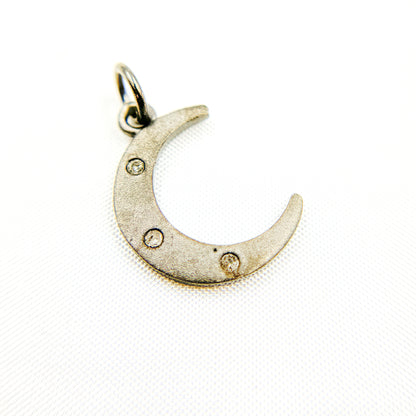 Diamond Sterling Silver Moon Pendant