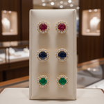 Load image into Gallery viewer, EFC54135. 14K Solid Yellow Gold Diamond and Gemstone Stud Earring